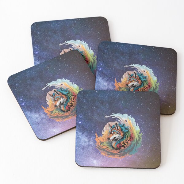 Item preview,   "Vibrant Multi-Colored Wolf Against Starry Night Sky" designed and sold by AnimalAirtistry.