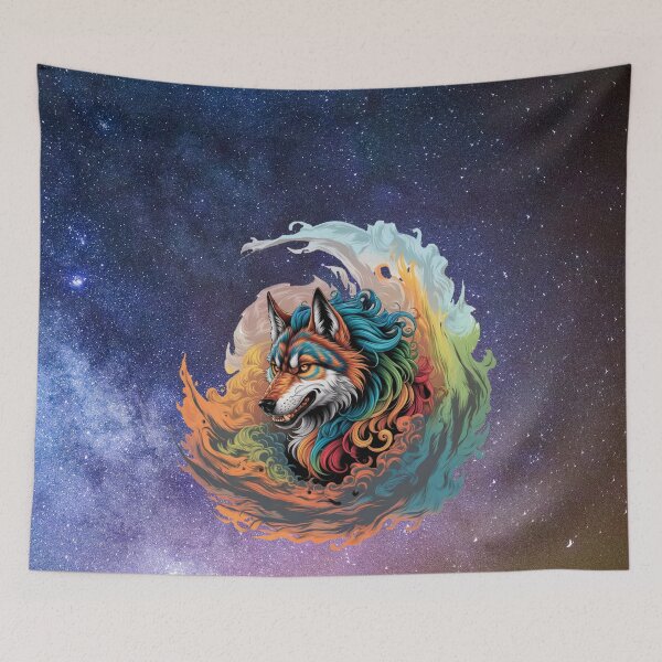 Item preview,   "Vibrant Multi-Colored Wolf Against Starry Night Sky" designed and sold by AnimalAirtistry.