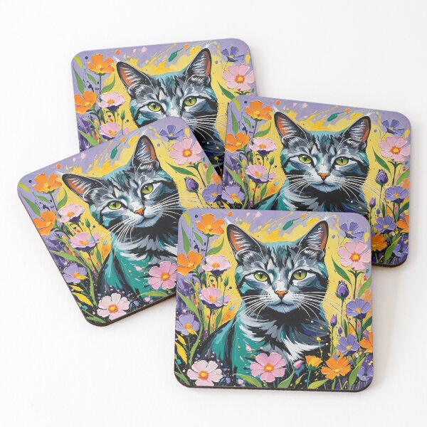 Item preview, Vibrant Tabby Cat in a Floral Garden Adorable Cat Art designed and sold by Keirnyx.