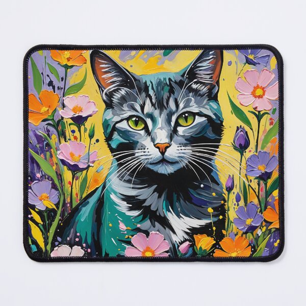 Item preview, Vibrant Tabby Cat in a Floral Garden Adorable Cat Art designed and sold by Keirnyx.