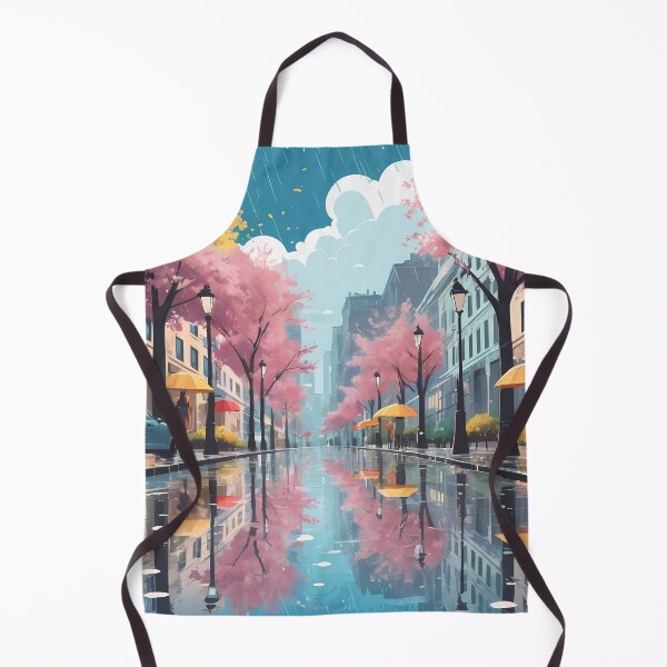 Item preview, Rainy Spring City – Reflections & Umbrellas in a Dreamy Urban Scene designed and sold by KateVil.