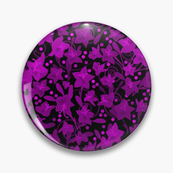 Item preview, Magenta Monochrome Flower Field Spirals Dots on Black Half-Drop Repeat 5748 designed and sold by Art in My Loft.