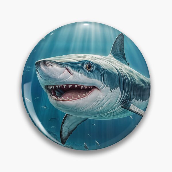 Item preview, Big white shark with open jaws full of sharp teeth taken close-up. designed and sold by IaroslavB.