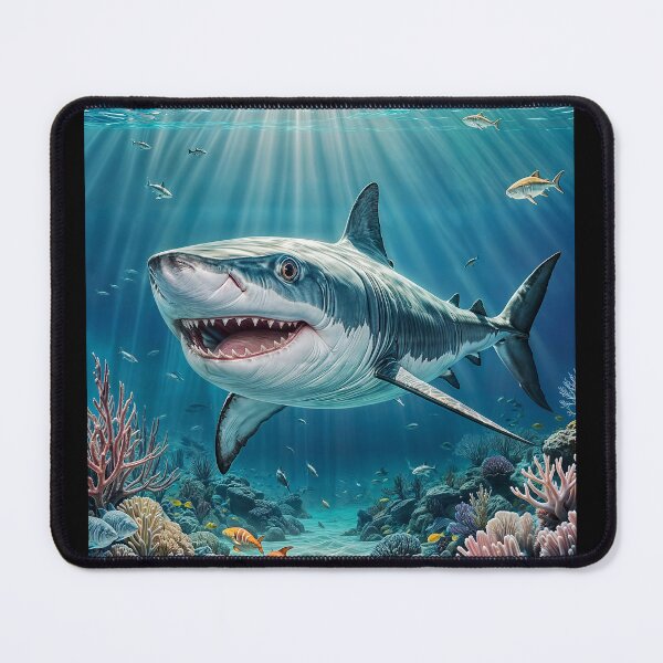 Item preview, Big white shark with open jaws full of sharp teeth taken close-up. designed and sold by IaroslavB.
