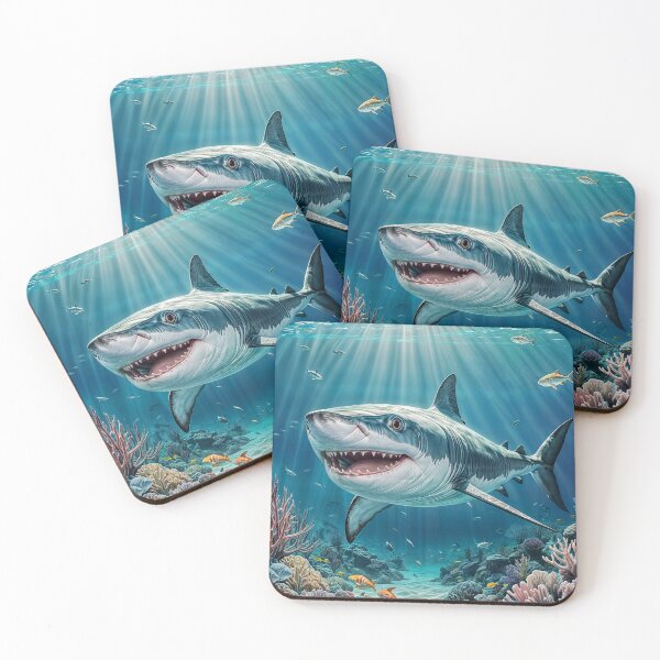 Item preview, Big white shark with open jaws full of sharp teeth taken close-up. designed and sold by IaroslavB.