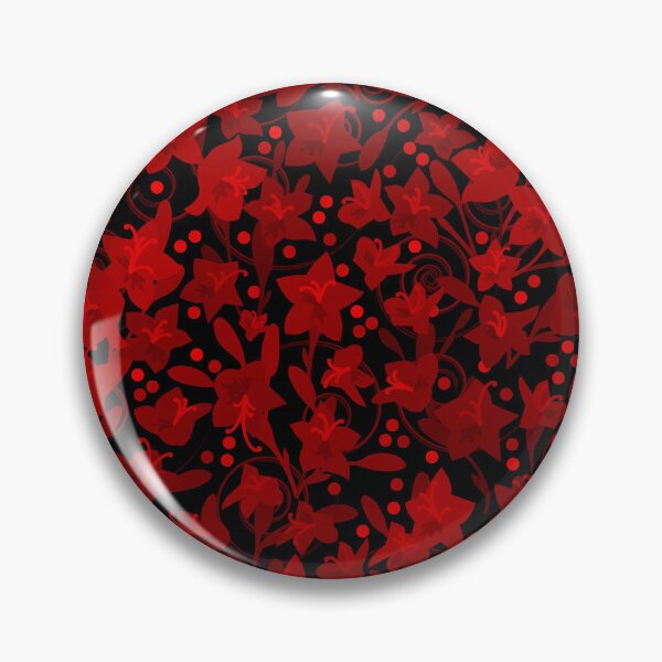 Item preview, Red Monochrome Flower Field Spirals Dots on Black Half-Drop Repeat 5748 designed and sold by Art in My Loft.