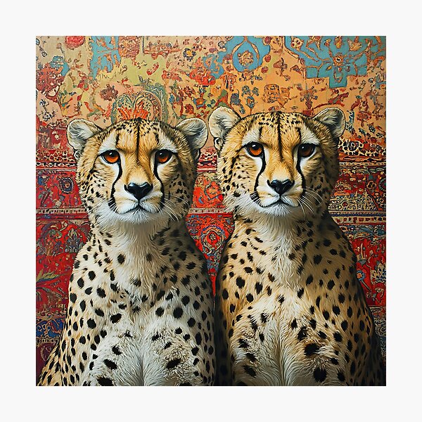 Item preview, Two Cheetahs infront of tapestry - Wildlife painting designed and sold by TheArtistOf2022.