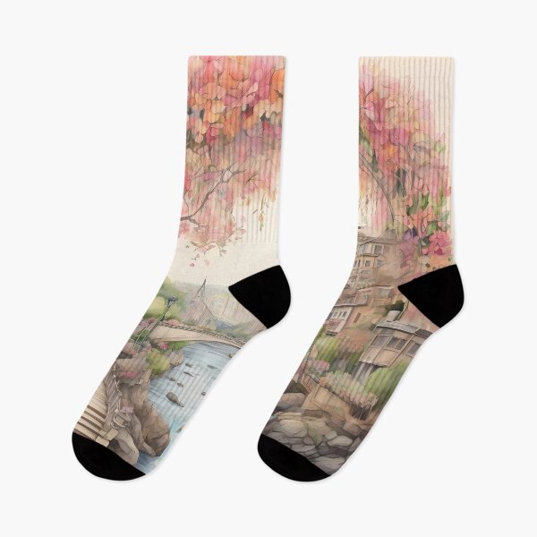 Item preview, Watercolor Dream City - Riverside Bliss designed and sold by KateVil.