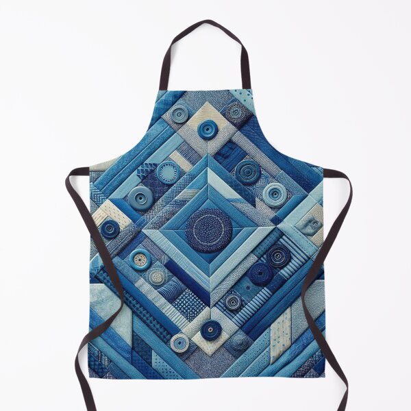 Item preview, Geometric arrangement of denim pieces of different shades of blue designed and sold by Dogandesighn.
