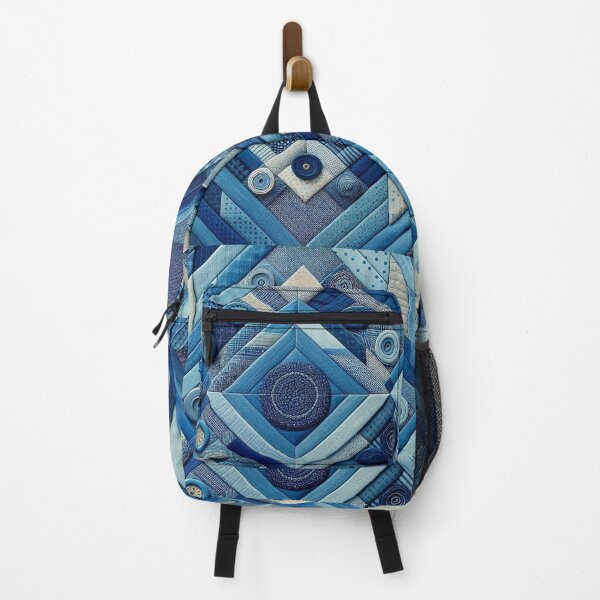 Item preview, Geometric arrangement of denim pieces of different shades of blue designed and sold by Dogandesighn.