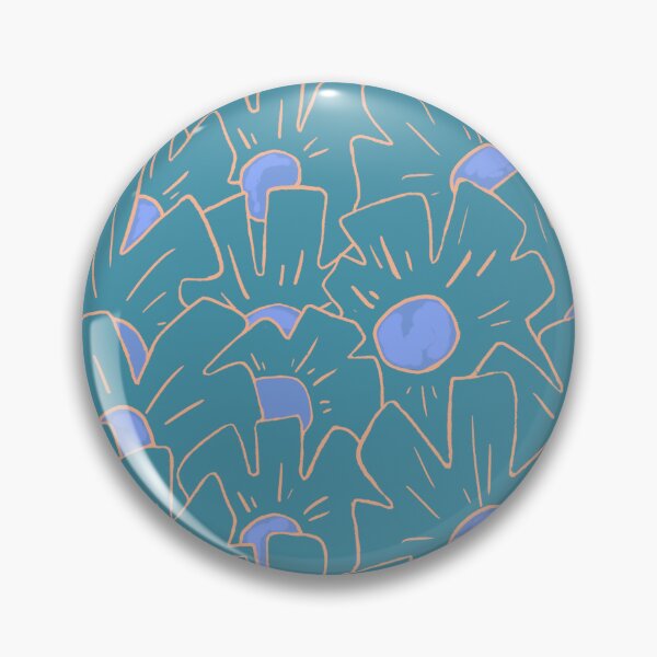 Item preview, Modern blue abstract flowers designed and sold by katerosestudios.