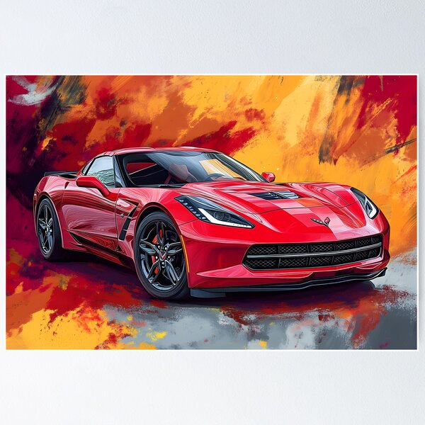 Item preview, Digital Pop Art – Candy Apple Red Chevrolet Corvette Stingray C7 designed and sold by AutoPopStudio.