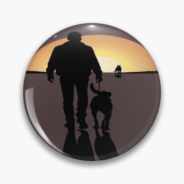 Item preview, Silhouette of a Man with a Dog Against the Sunset designed and sold by Marimurmurprint.