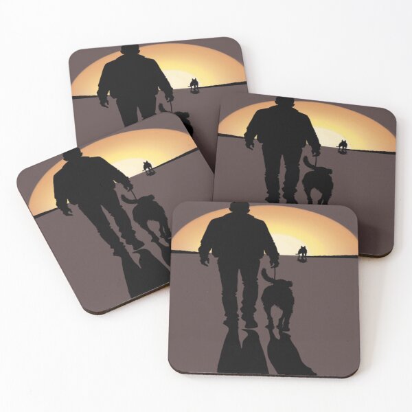 Item preview, Silhouette of a Man with a Dog Against the Sunset designed and sold by Marimurmurprint.