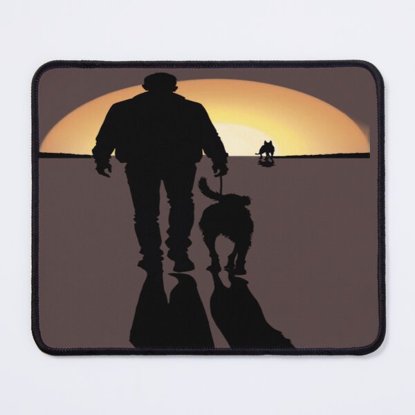 Item preview, Silhouette of a Man with a Dog Against the Sunset designed and sold by Marimurmurprint.