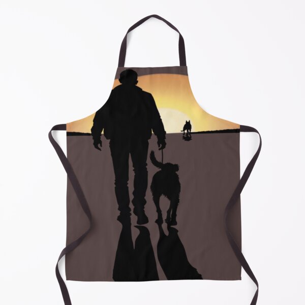 Item preview, Silhouette of a Man with a Dog Against the Sunset designed and sold by Marimurmurprint.