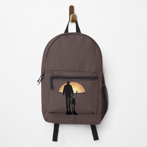 Item preview, Silhouette of a Man with a Dog Against the Sunset designed and sold by Marimurmurprint.