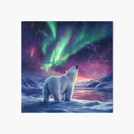 Artikel-Vorschau von Island und Eisbär mit Aurora-Nachthimmel bei Langzeitbelichtung - Landschaftsfotografie, designt und verkauft von TheArtistOf2022.