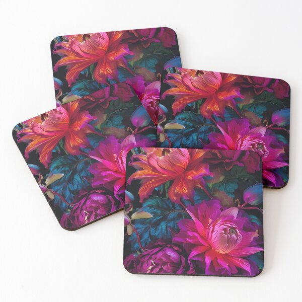 Item preview, Victorian Gothic Neon Floral – Dark Baroque Botanical Pattern designed and sold by dreamparlor.