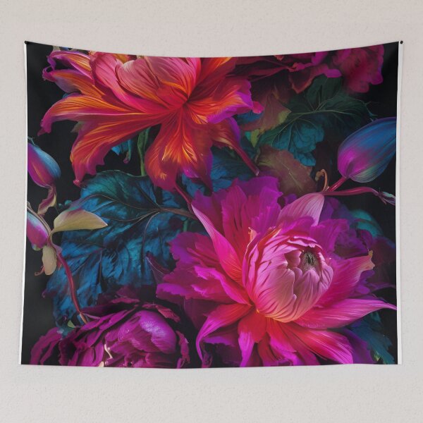 Item preview, Victorian Gothic Neon Floral – Dark Baroque Botanical Pattern designed and sold by dreamparlor.