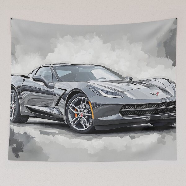 Item preview, Digital Pop Art – Grey Chevrolet Corvette Stingray C7 II designed and sold by AutoPopStudio.