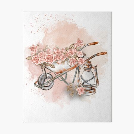 Artikel-Vorschau von Vintage Schubkarre mit rosa Rosen und Laternen-Design, designt und verkauft von SimplyAmyy.