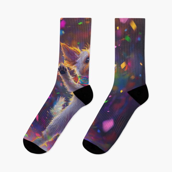 Item preview, Joyful dog celebrating with confetti in a colorful background.  designed and sold by olenapetol.