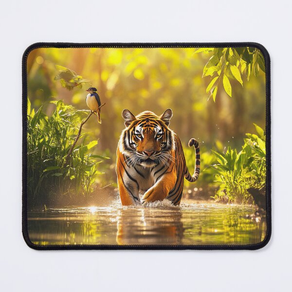 Item preview, Sumatran tiger running in lake at sunrise - Wildlife photography designed and sold by TheArtistOf2022.