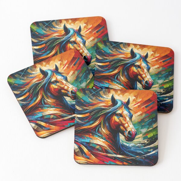 Item preview, Fiery Freedom: A Vibrant Abstract Horse in Motion, Wild Horse Home Decor, designed and sold by karinasalwaszka.