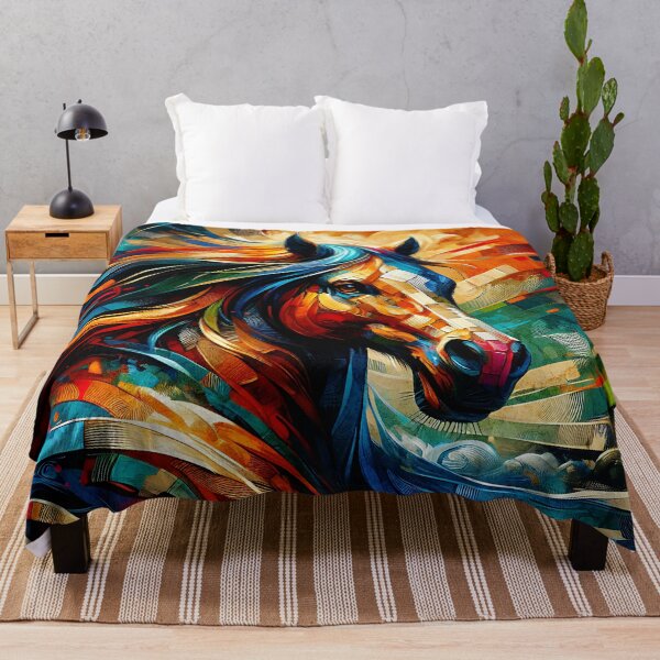 Item preview, Fiery Freedom: A Vibrant Abstract Horse in Motion, Wild Horse Home Decor, designed and sold by karinasalwaszka.