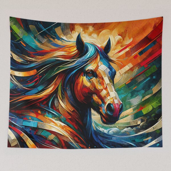 Item preview, Fiery Freedom: A Vibrant Abstract Horse in Motion, Wild Horse Home Decor, designed and sold by karinasalwaszka.