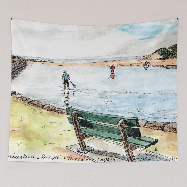 Item preview, Australian Scene - North Narrabeen Beach, Rockpool & Lagoon, NSW, Aus. designed and sold by Anne Huth.
