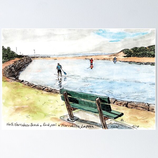 Item preview, Australian Scene - North Narrabeen Beach, Rockpool & Lagoon, NSW, Aus. designed and sold by Anne Huth.