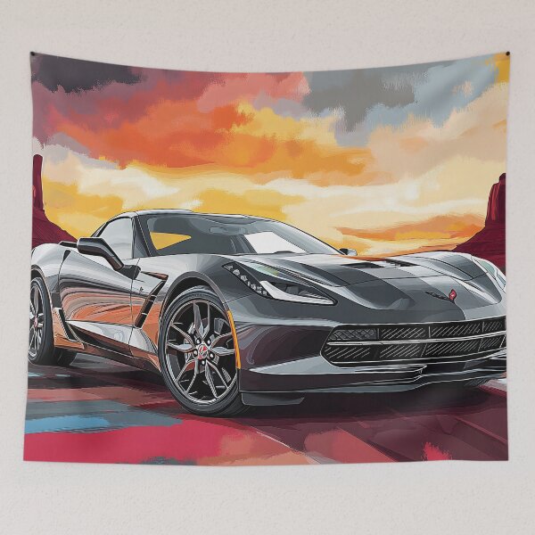 Item preview, Digital Pop Art – Gunmetal Grey Chevrolet Corvette Stingray C7 III designed and sold by AutoPopStudio.