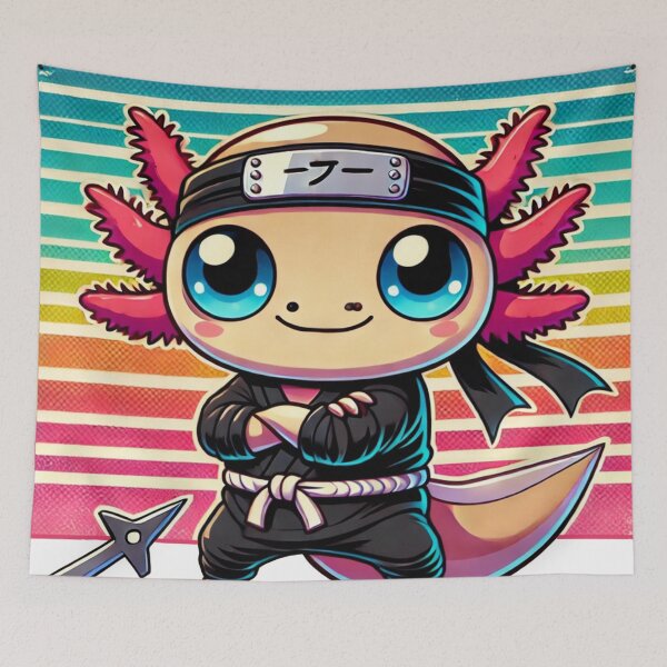 Item preview, Kawaii Retro Ninja Axolotl designed and sold by JonelleTshirts.