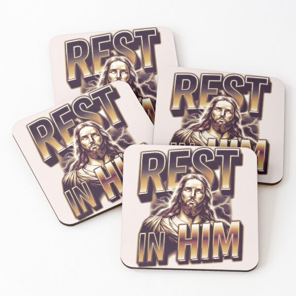 Item preview, Rest in Him – Matt. 11:28 Bootleg Jesus Quotes designed and sold by  KnitLuv.
