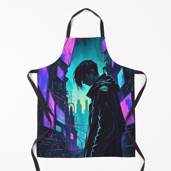 Item preview, Neon Cyberpunk Anime Hacker in Futuristic City designed and sold by BorgSpareParts.