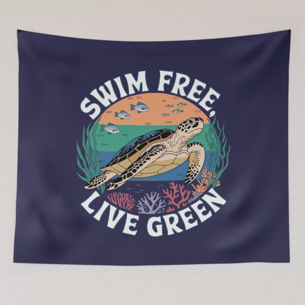 Item preview, Swim Free, Live Green – For a pollution-free ocean! designed and sold by FrenchTouch77.