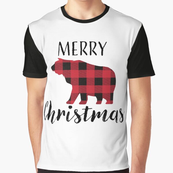 Vista previa del artículo con la obra «Diseño de feliz Navidad con silueta de oso y patrón invernal a cuadros rojos y negros.», diseñado y vendido por Jdawnink.