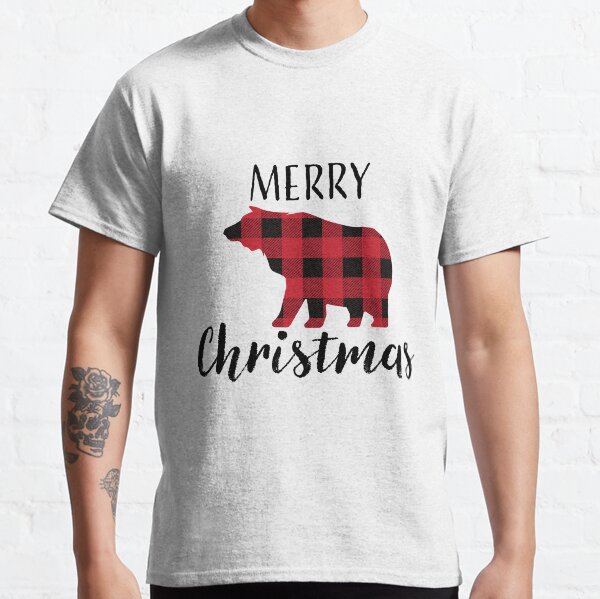 Artikel-Vorschau von Frohe Weihnachten Design mit Bärensilhouette Rot und Schwarz Plaid Wintermuster, designt und verkauft von Jdawnink.