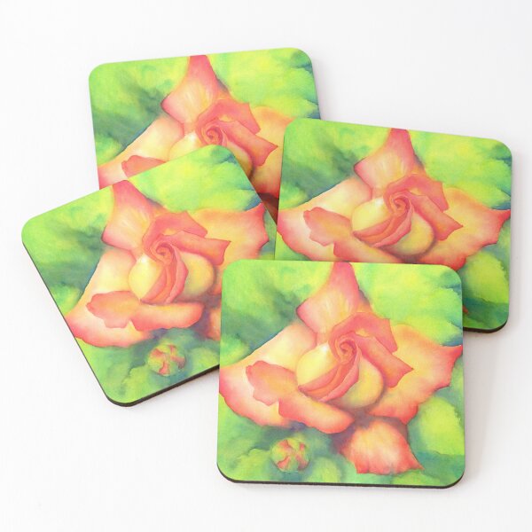 Item preview, Velvety peachy rose watercolor painting square designed and sold by KarenKaspar.
