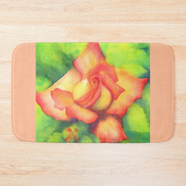 Item preview, Velvety peachy rose watercolor painting square designed and sold by KarenKaspar.