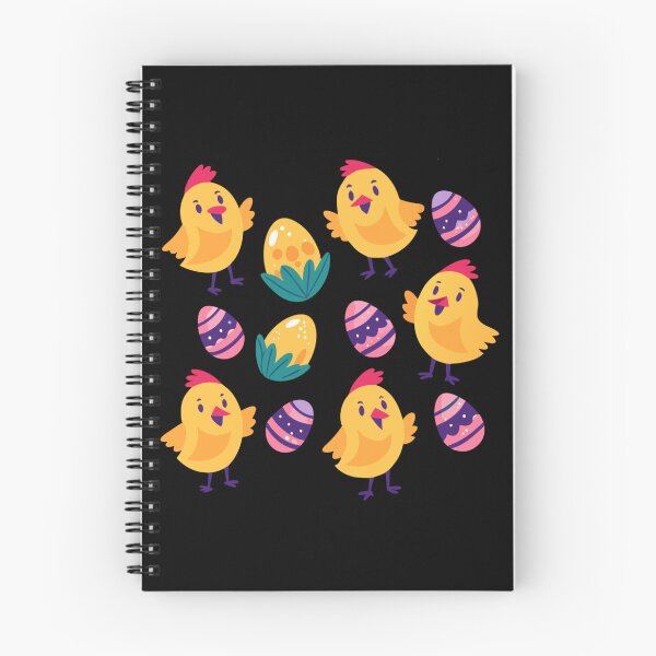 Item preview, Easter pattern with yellow chicks and colorful painted eggs designed and sold by ElenaHrubes.