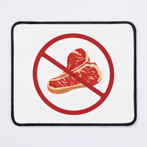 Item preview, Prohibited Meat, Steak, Sign, Vegetarian, Vegans, Red, White Signage designed and sold by AASparksDesigns.