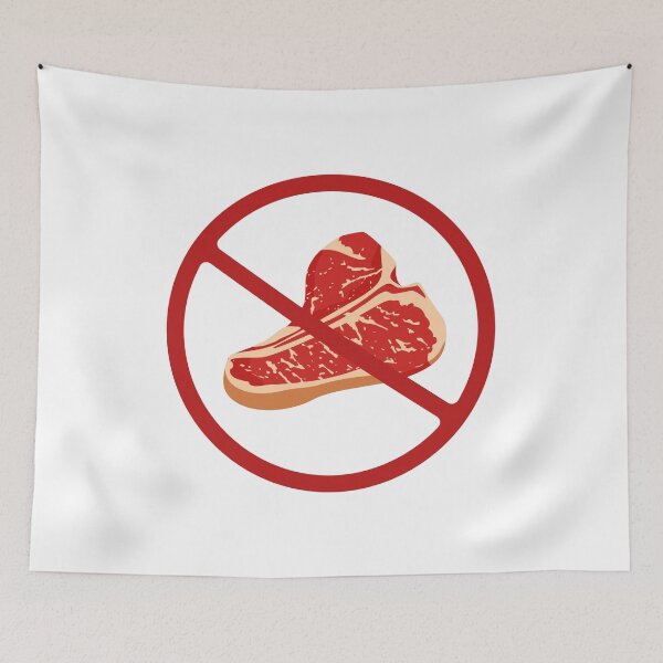 Item preview, Prohibited Meat, Steak, Sign, Vegetarian, Vegans, Red, White Signage  designed and sold by AASparksDesigns.