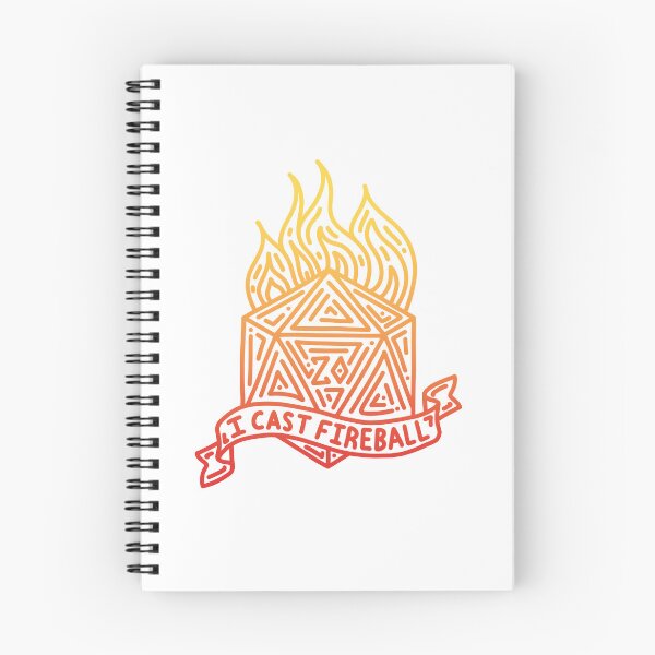 Item preview, Fireball Spell D20 Dice on Fire Line Art designed and sold by TheEclecticKat.