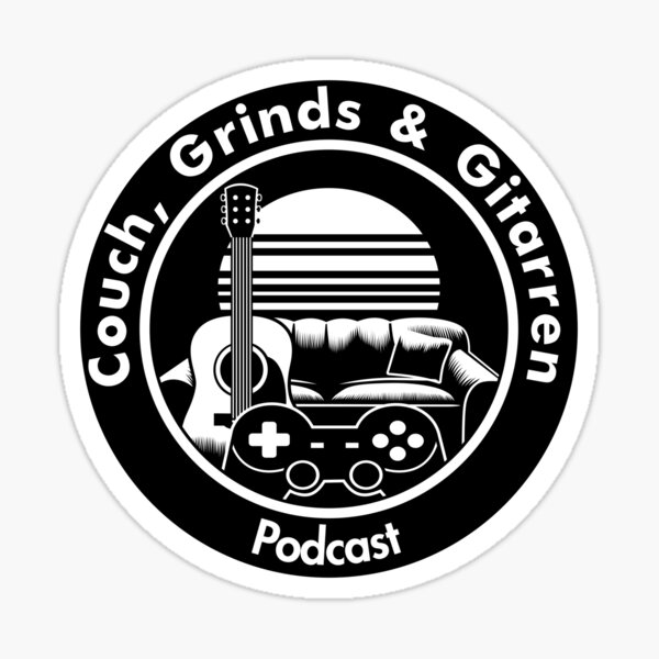 Couch, Grinds & Gitarren Round BW Logo Sticker