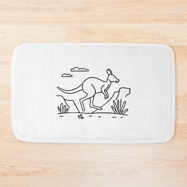 Item preview, Kangaroo hopping through the desert, past rugged cliffs and sparse vegetation designed and sold by rasagamastore.