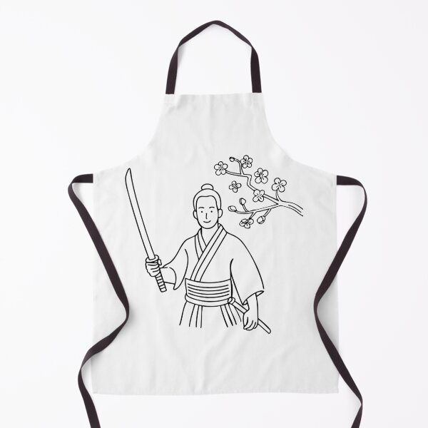 Item preview, Samurai holding a katana and scabbard at his waist, beside cherry blossom tree designed and sold by rasagamastore.