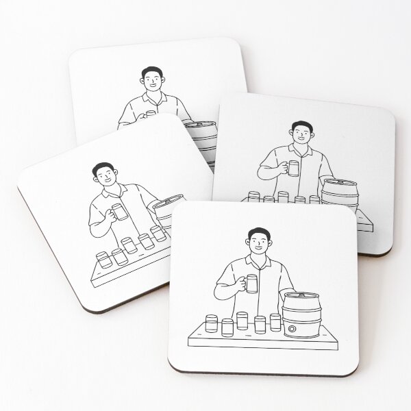 Item preview, Man holding glass standing beside a metal keg on a wooden table at a picnic designed and sold by rasagamastore.